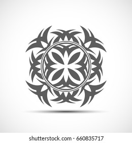 Abstract flower. Vector black simple floral decoration. Abstract element.