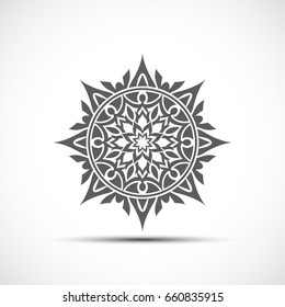 Abstract flower. Vector black simple floral decoration. Abstract element.
