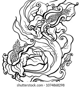 Abstract Flower. Vector Hand Drawn illustration