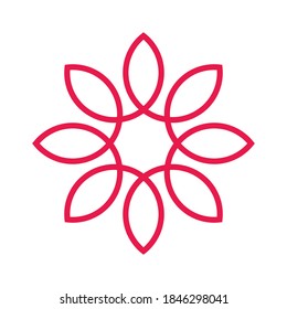 Abstract flower vector icon. Blossom symbol. Flora leaf sign. Decorative and ornamental bloom pattern logo. Isolated on white background.