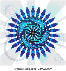 Abstract flower vector mandala. Blue and green vintage decorative elements. Hand drawn background Arabic, Indian, ottoman motifs. 