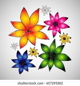 abstract flower vector pattern han-drawing