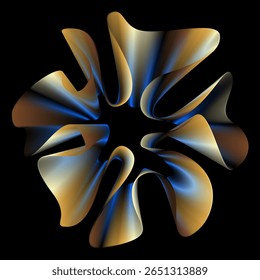 Abstract flower vector poster with colorful gradient line waves. Modern vector background cover template with 3D effects in motion. Artistic design for cover, flyer, interior design, social media, ads
