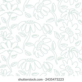 Abstract flower vector seamless pattern.