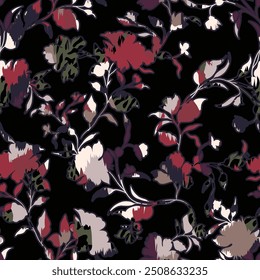 Abstract flower vector seamless pattern on background