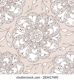 Abstract flower vector seamless pattern