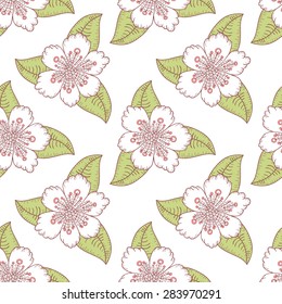 Abstract flower vector seamless pattern. 