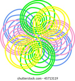 abstract flower vector in yellow, green, pink and blue