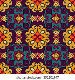 Abstract flower vintage ethnic seamless pattern ornamental . tiled floral doodle design