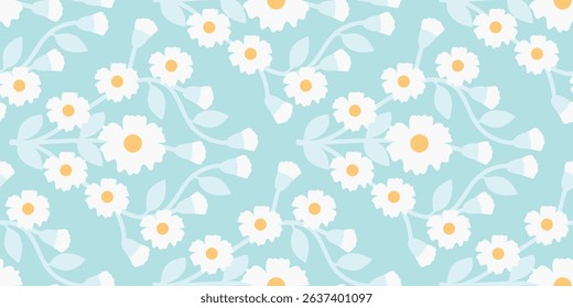 Abstract flower vintage seamless pattern background vector. Colorful botanical wallpaper with flower, foliage. Design for prints, cover, fabric, packaging, wall art, home decor.