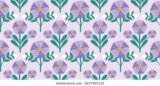 Abstract flower vintage seamless pattern background vector. Colorful botanical wallpaper with flower, foliage. Design for prints, cover, fabric, packaging, wall art, home decor.