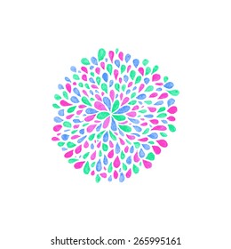 Abstract flower. Watercolor flower on the white background, aquarelle. Vector illustration. Hand-drawn decorative element. Real watercolor painting