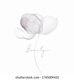 Abstract flower, watercolor. Pastel colors for elegant design. Vector