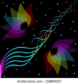 abstract flower and waves