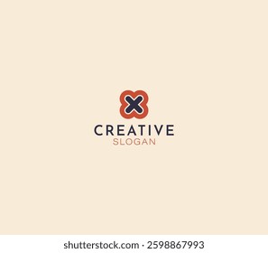 Abstract Flower X Star logo design, Geometric letter X monogram. 