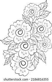 abstract flower zentangle coloring page