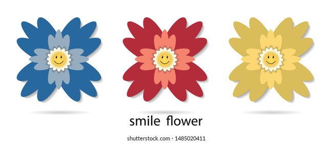  Abstract flower.Happiness emotion.Iisolated on white background.Colorful art style for banner, poster, promotion, web site, online shopping, advertising,decoration.Vector illustration.Eps10