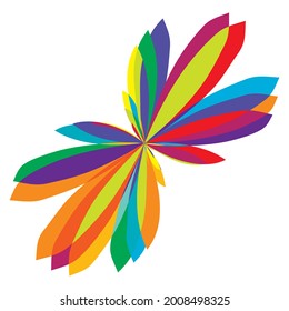 Abstract flower-like curvy, colourful, rounded vibrant geometric shapes, design elements. Mandala, motif vectors