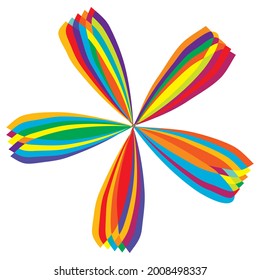 Abstract flower-like curvy, colourful, rounded vibrant geometric shapes, design elements. Mandala, motif vectors