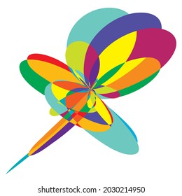 Abstract flower-like curvy, colourful, rounded vibrant geometric shapes, design elements. Mandala, motif vectors