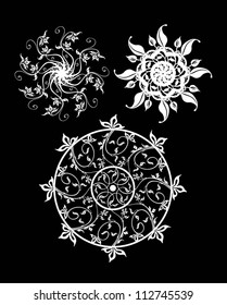 Abstract flowers 11. Flowers with curl ornament decoration.