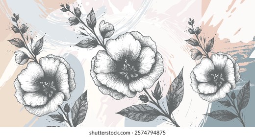 abstract flowers background in boho style