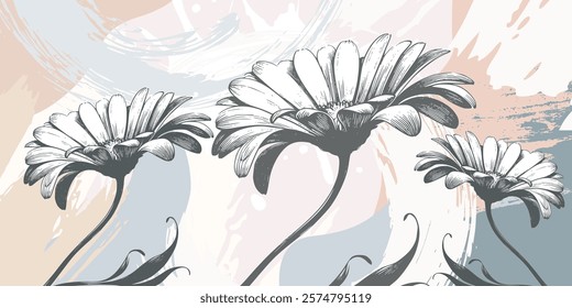 Abstract flowers background in boho style