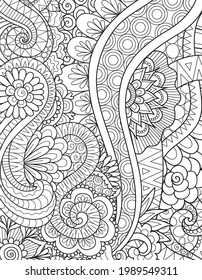 Flores abstractas para fondo, libro de colorear, página de colorear con el tamaño 8.5x11. Ilustración vectorial.