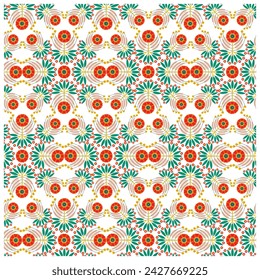 abstract flowers background design. Hand drawn flower print pattern repeat both side, seamless placement best for textile, paper and wallpaper.