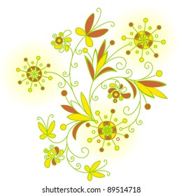 Abstract Flowers background on white for design