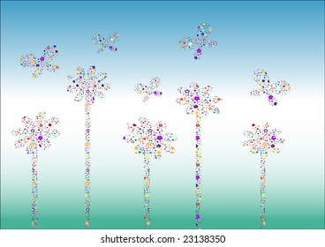 Abstract flowers background - vector illustration. Fully editable, easy color change.