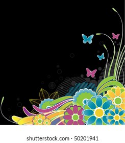Abstract Flowers background. Vector Illustration