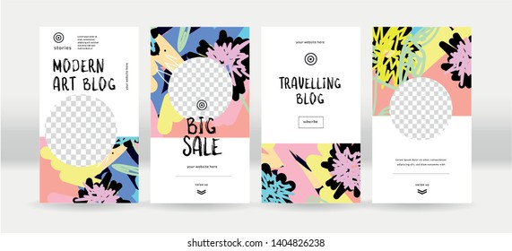 Abstract flowers backgrounds for social media. Trendy  templates for social topical networks stories