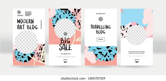 Abstract flowers backgrounds for social media. Trendy  templates for social topical networks stories
