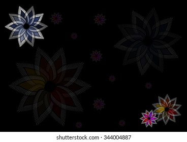 Abstract flowers black background