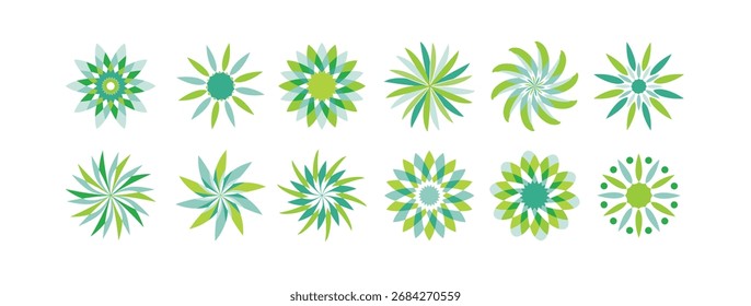 abstract flowers blue green vector illustration