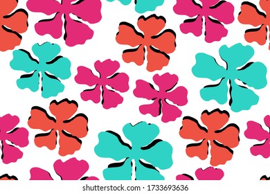 Abstract flowers blue orange fuchsia for banner design. Abstract yellow background. Isolated leaf illustration element. White background, isolated. Space background. Vector illustration template.