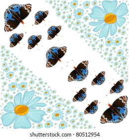 Abstract flowers and butterflies, file EPS.8 illustration.