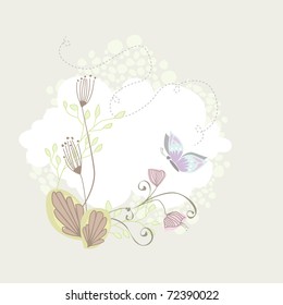 Abstract Flowers and butterfly background A vector illustration of an abstract nature scene