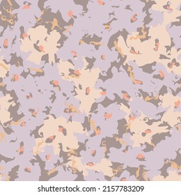 Abstract Flowers Camouflage With Blur Liquid Floral Elements Seamless Pattern.