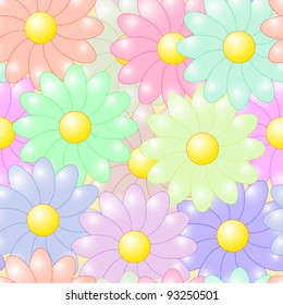 Abstract flowers colorful background. Seamless pattern. Vector illustration.