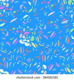 Abstract flowers colorful seamless pattern. Abstract colorful background.