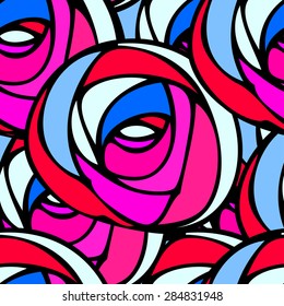 Abstract flowers colorful seamless pattern. Abstract colorful background.
