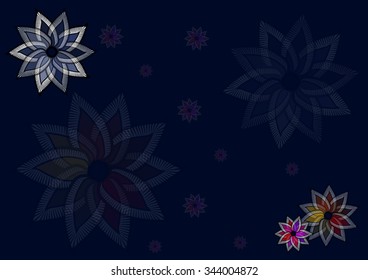 Abstract flowers deep blue background