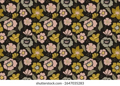 Abstract flowers design seamless pattern for fabric textile fashion print gift wrapping paper background.
