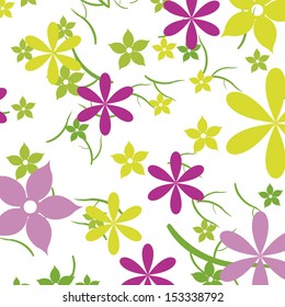 abstract flowers with different color on white background