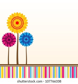Abstract flowers different colors with lines