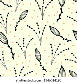 abstract flowers drawn in black on a light background with geometric figures