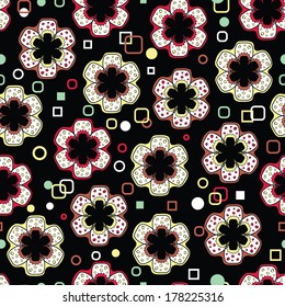 Abstract Flowers Endless Seamless Pattern
