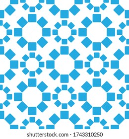 Abstract flowers. Geometric seamless pattern, background. Vector graphics. Blue.